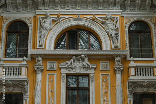 beautiful sculptures of a bas-relief of the 19th century in the city of Odessa in Ukraine