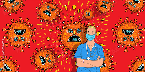 Vector of viruses. bacteria germs microorganism virus cell , human health microbiology science and virus outbreaking concept. Corona. Illustration