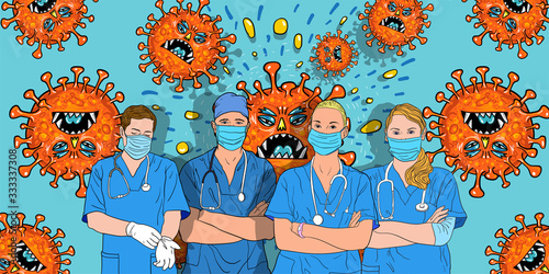 Vector of viruses. bacteria germs microorganism virus cell , human health microbiology science and virus outbreaking concept. Corona. Illustration