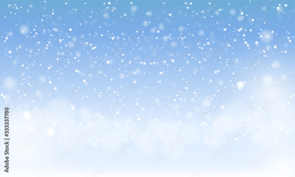 Winter snowfall on light blue background. Vector Illustration