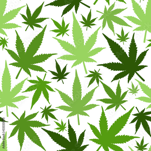 Marijuana leaves seamless vector pattern. Cannabis seamless pattern. Pattern with marijuana leaf.