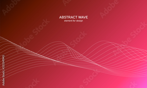 Abstract wave element for design. Digital frequency track equalizer. Stylized line art background. Colorful shiny wave with lines created using blend tool. Curved wavy line, smooth stripe Vector