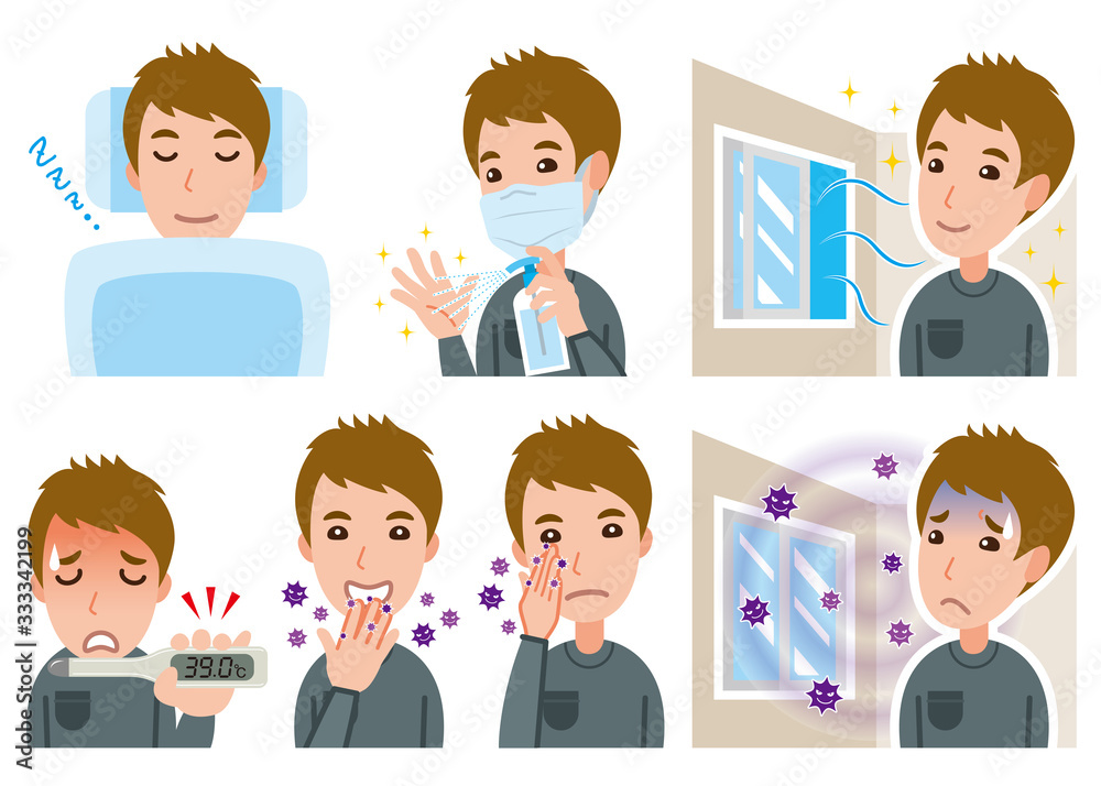 病気の予防をする男性のイラスト 病気の予防をする男性のイラスト