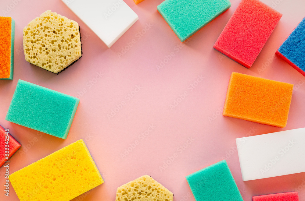 Frame of various sponges for washing dishes Frame of various sponges for washing dishes