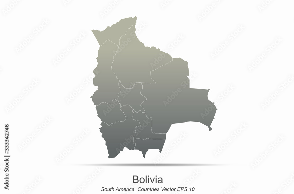 bolivia map. south america map. south american countries map. latin america vector.