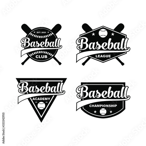 baseball vector logo badge set black color