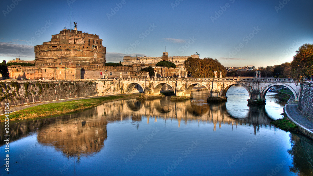 Ponte Sant’Angelo bridge over tiber river in central Rome
