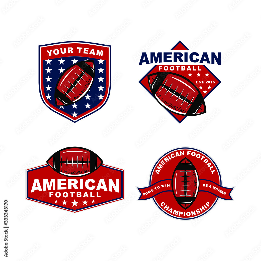 american football set logo template vector colorful