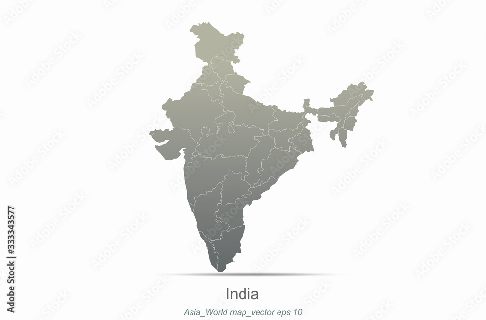 india map. asia countries map. map of asian country.