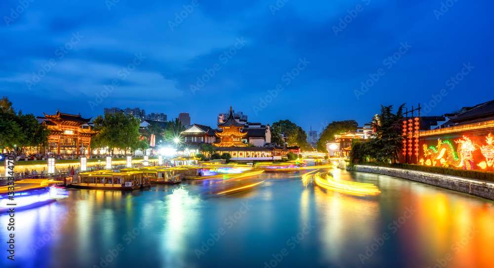 Ancient architectural landscape of Qinhuai River in Nanjing..