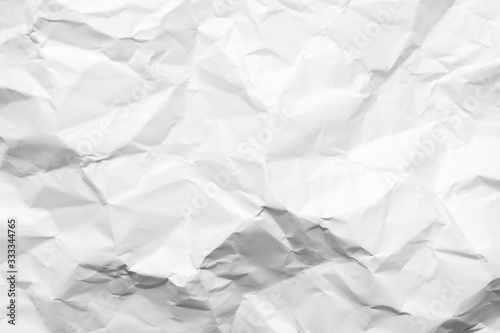 White crumpled paper texture background. Clean white paper. Top view. 