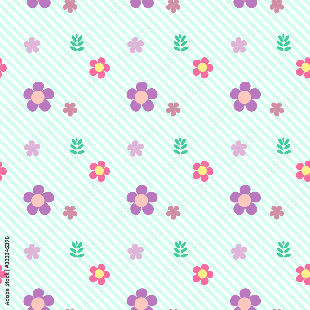 Seamless cute flower pattern background.