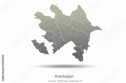 azerbajian map. europe map. european countries vector map with gray gradient.. 
