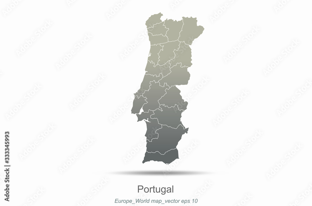 portugal map. europe map. european countries vector map with gray gradient.. 