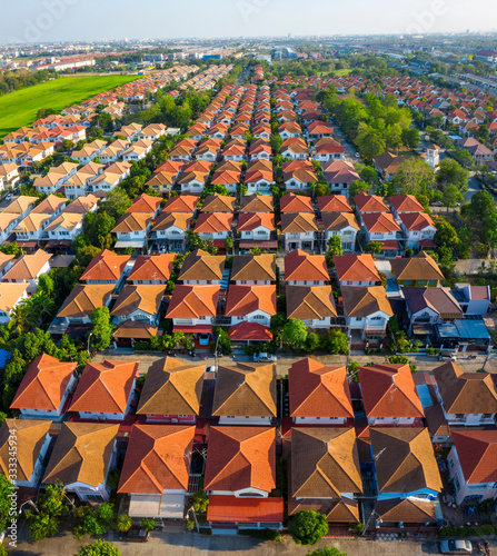 Photography aerial view of home village in bangkok thailand