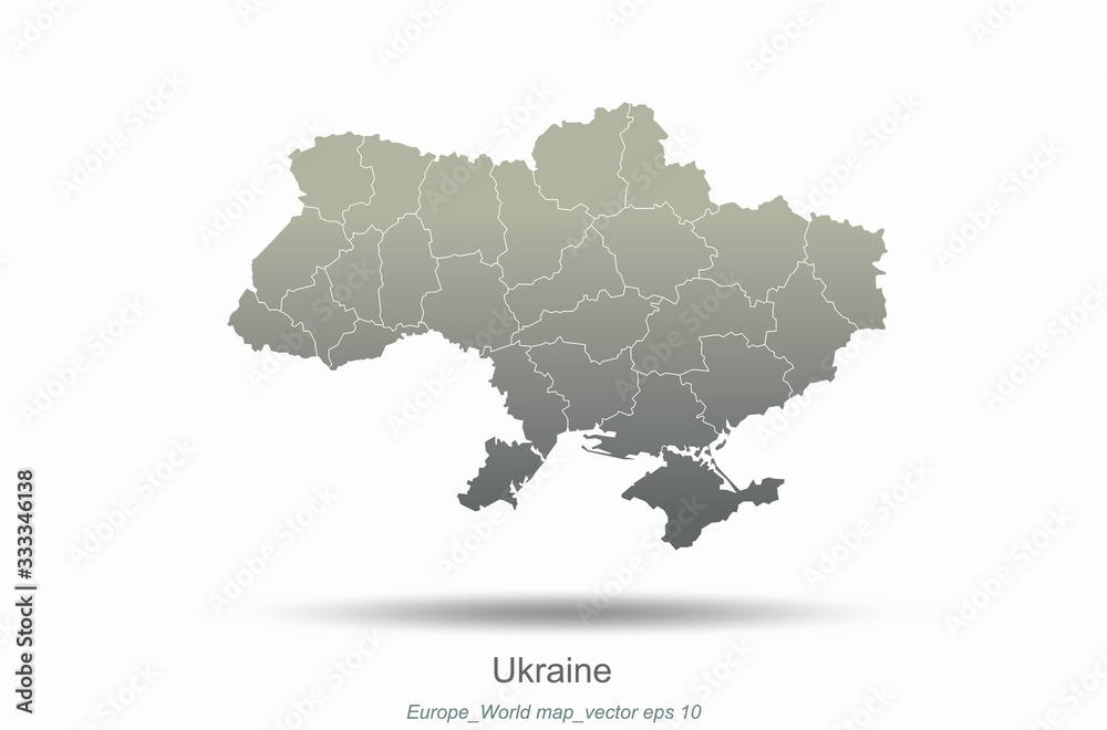 ukraine map. europe map. european countries vector map with gray gradient.. 