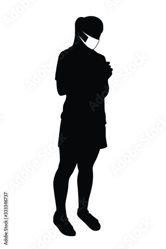 woman with mask silhouette vector
