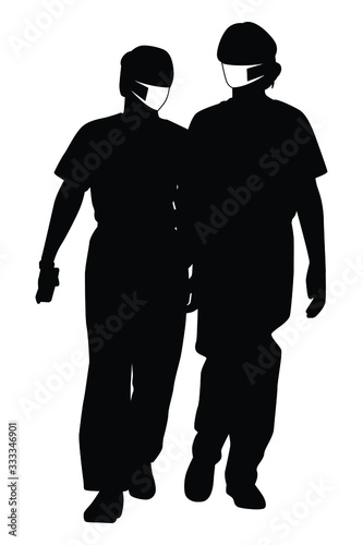 woman with mask silhouette vector