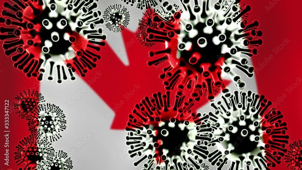 Coronavirus canada epidemic covid-19 cells lockdown. 2019-ncov canadian quarantine to stop covid19 contagion risk - 3d animation Coronavirus canada epidemic covid-19 cells lockdown. 2019-ncov canadian quarantine to stop covid19 contagion risk - 3d animation