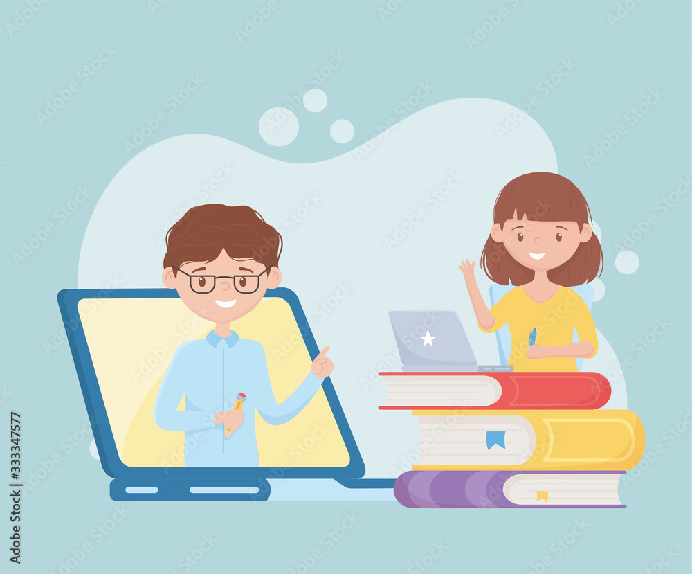 education online student girl student watching virtual class on computer