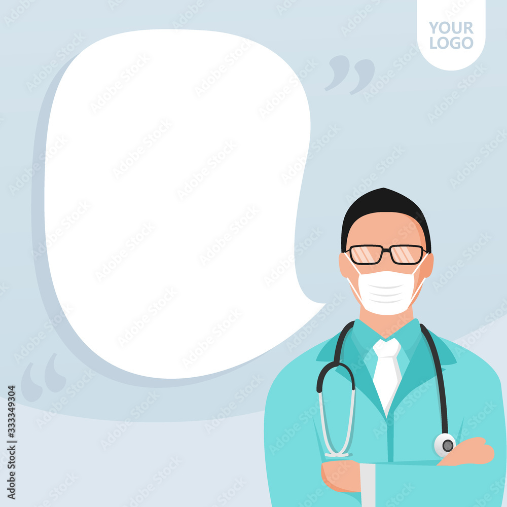 doctor memo. using uniform and face mask, stethoscope. say in quotes frames. text space. innovative note blank template. medical tips, healthy tips, doctor tips. vector design editable text box. doctor memo. using uniform and face mask, stethoscope. say in quotes frames. text space. innovative note blank template. medical tips, healthy tips, doctor tips. vector design editable text box.