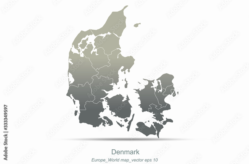 denmark map. european map. europe countries vector map.