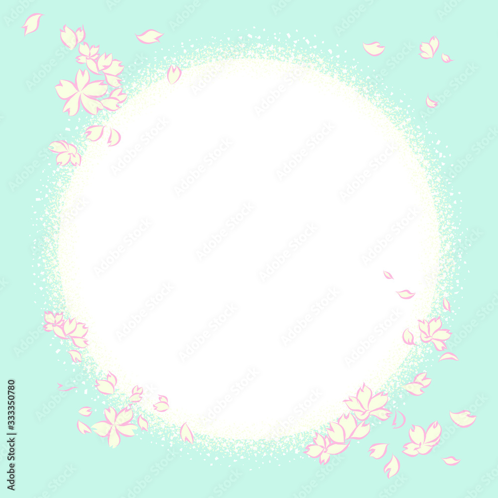 Hand drawn vector background and frame design with sakura cherry blossom flower. 