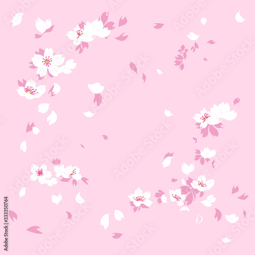 Hand drawn vector seamless pattern with sakura cherry blossom flower. flat background design.