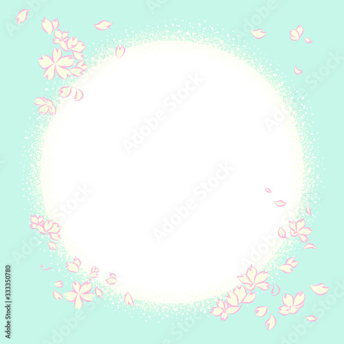 Hand drawn vector background and frame design with sakura cherry blossom flower. 