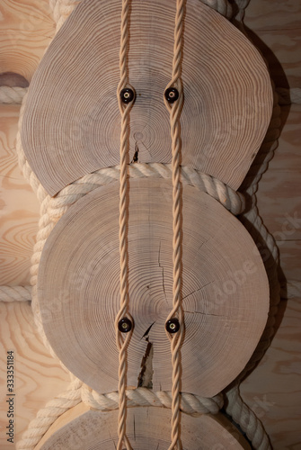 Electrical wiring in a wooden house.