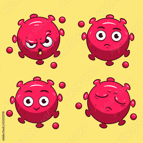 corona virus covid-19 mascot cartoon character vector illustration