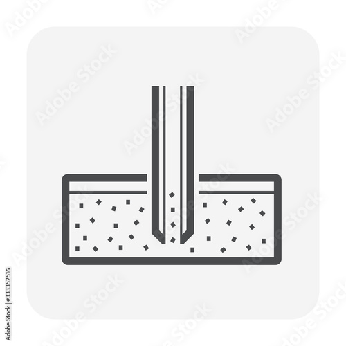 Soil sampling collecting vector icon. May called sample, sampler. Include hand auger equipment tool for method to core, drill, test, analysis, assessment in geotechnical engineering and construction.