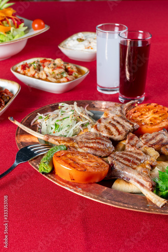 dinner menü with traditional drink raki 