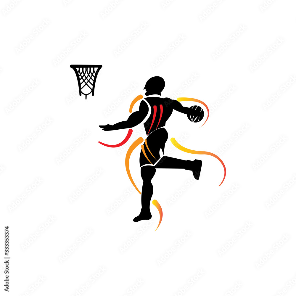Naklejka premium Basketball player pose simple vector illustration design