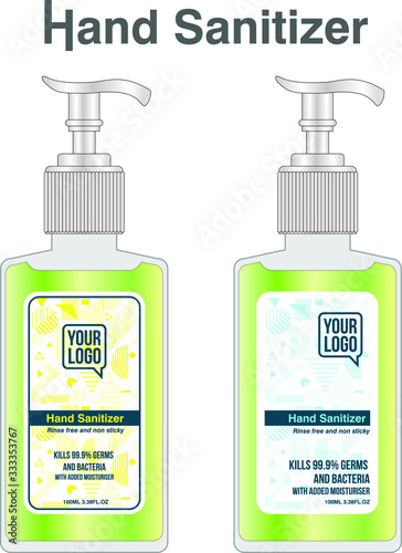 Hand sanitizer label design vector graphic template for packaging design.