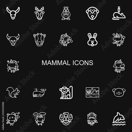 Editable 22 mammal icons for web and mobile