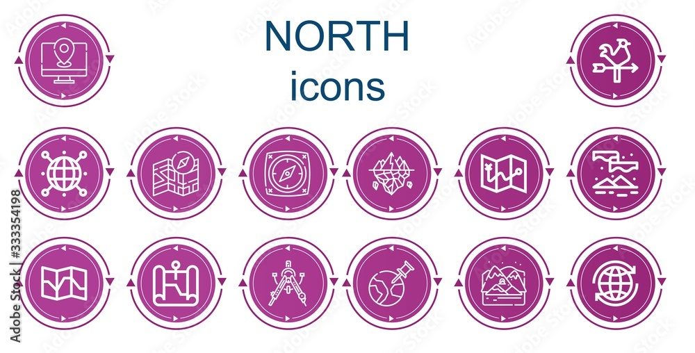 Editable 14 north icons for web and mobile Editable 14 north icons for web and mobile