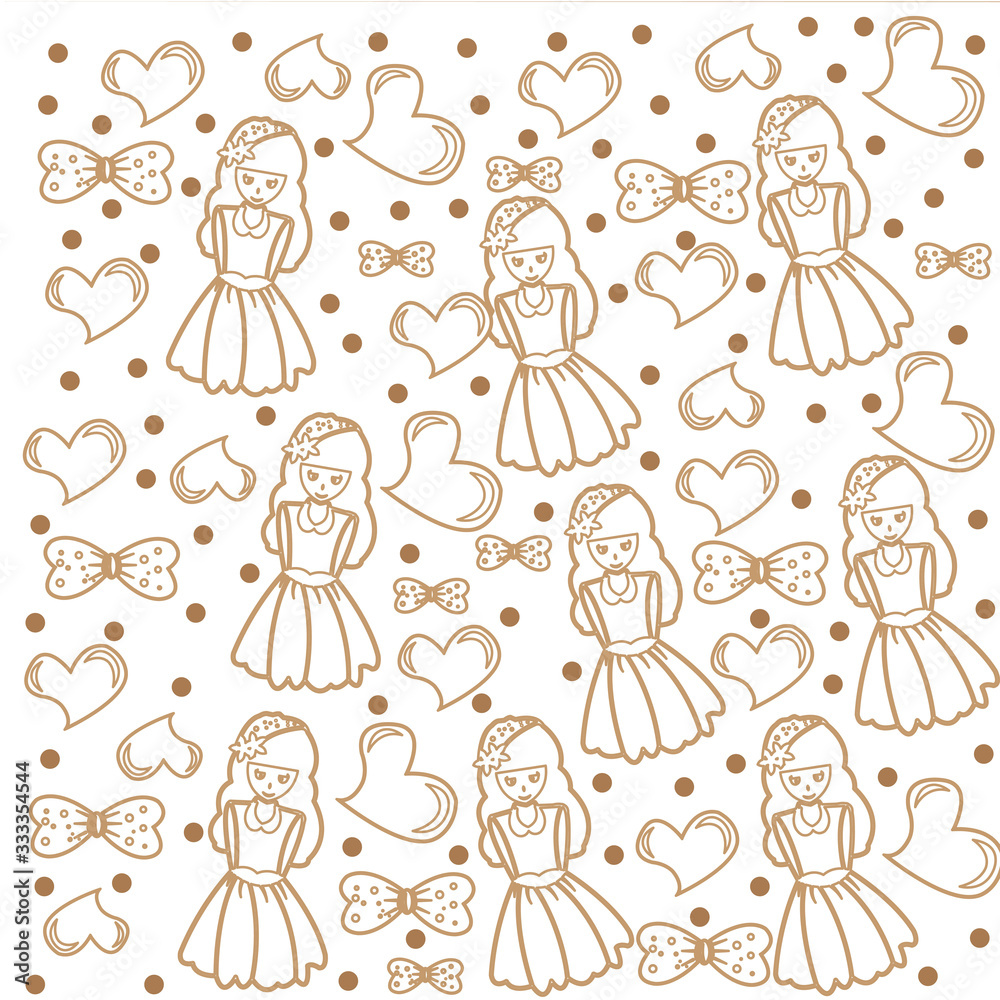 seamless love and princess vector design lines seamless love and princess vector design lines