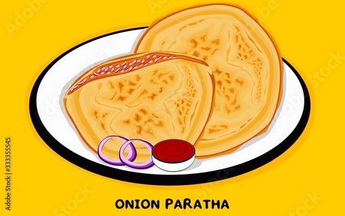 Onion Paratha indian Street Food Vector