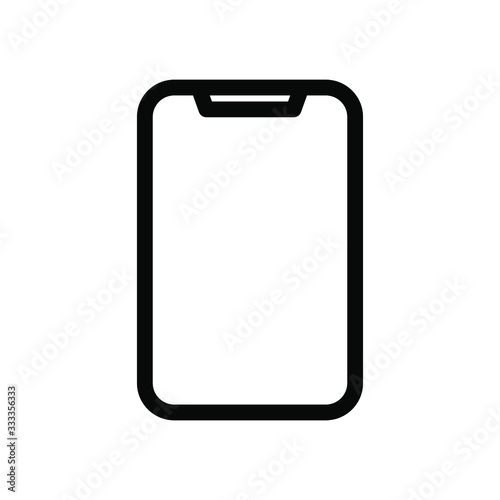 Mobile phone icon , vector emblem isolated , smartphone concept lineart glyph illustration , gadget design outline solid background white