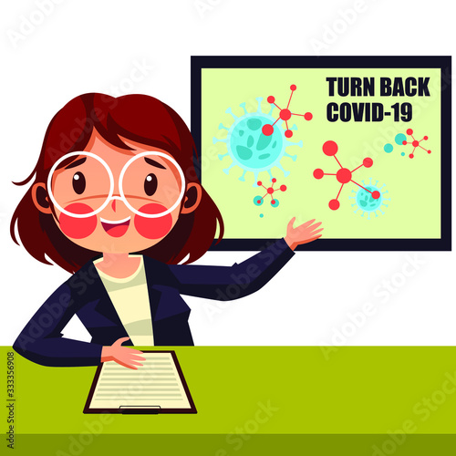 News anchor explain about covid19 vector illustration