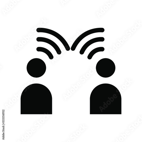 Talking People Icon Vector  , Communication Emblem Isolated Illustration , Bubble Chat Speaking Outline Solid Background White