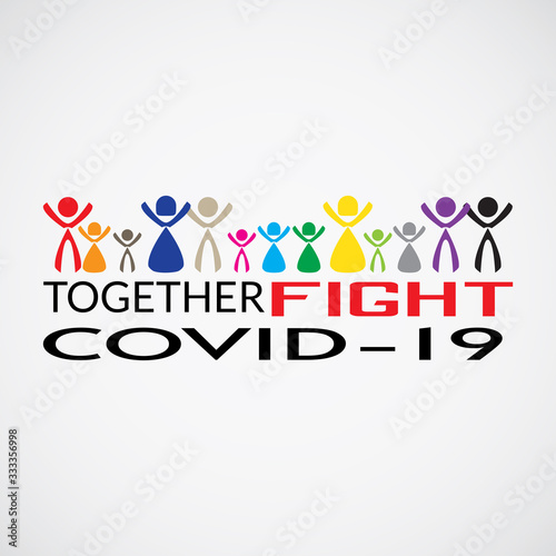 together fight corona vector illustration