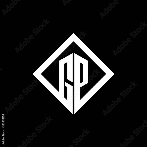 GP logo monogram with square rotate style design template