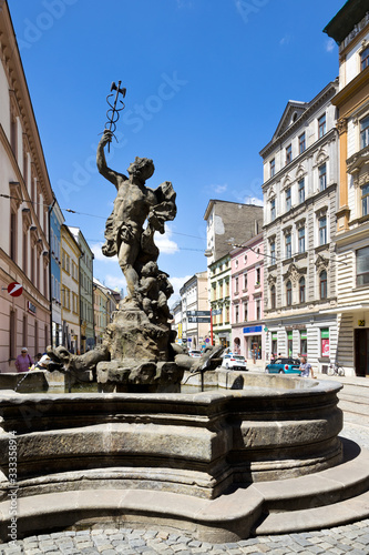 Merkur Fountain (1727, baroque style) town Olomouc, Moravia, Czech Republic