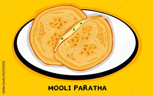 Mooli Paratha indian Street Food Vector