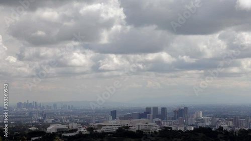 Los Angeles Panaramic Time Lapse City View with clouds 4K