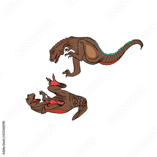 Dinosaurs and dinosaur icons of the Jurassic period. Cartoon character. Vector illustration.