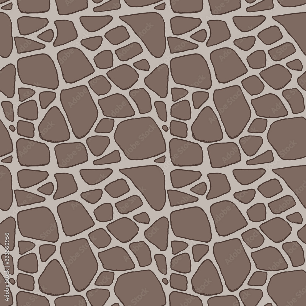 Obraz premium Stones handdrawn seamless brown pattern. Vector illustration.
