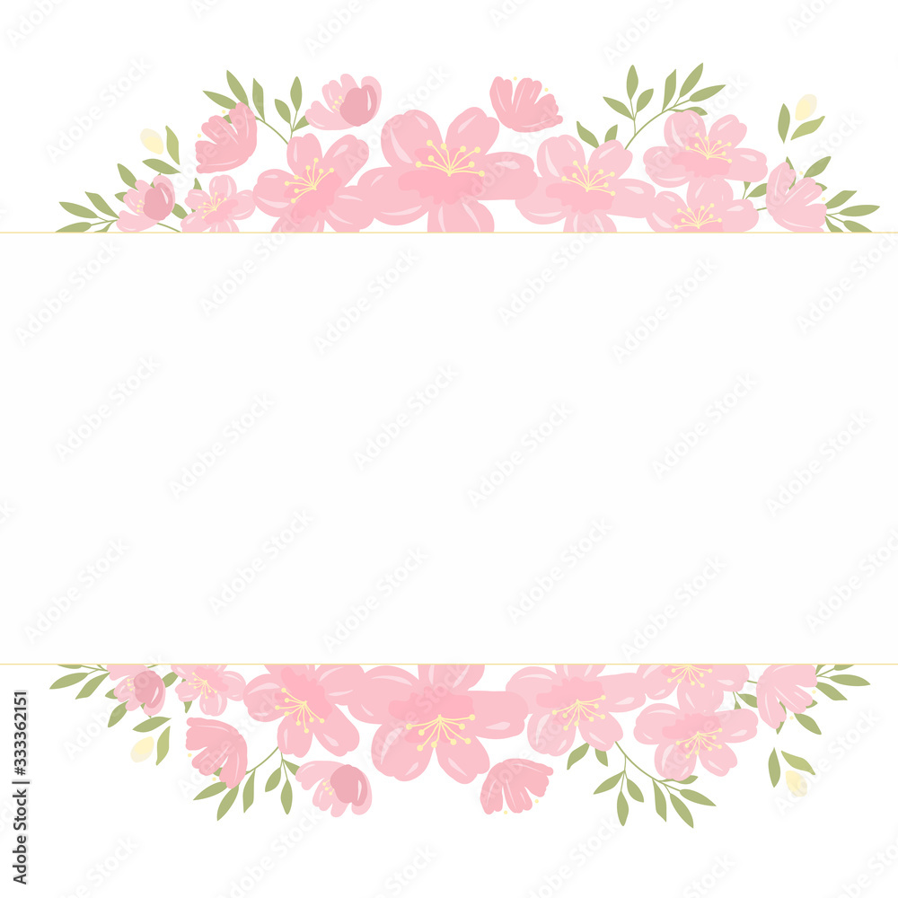 pink cherry blossom flowers tag with copy space